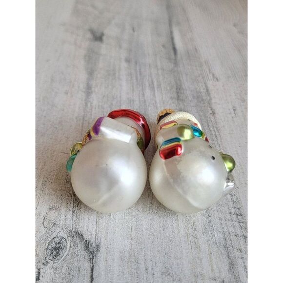 Unique Treasures blown glass snowman set ornament Xmas tree glitter - Picture 4 of 10
